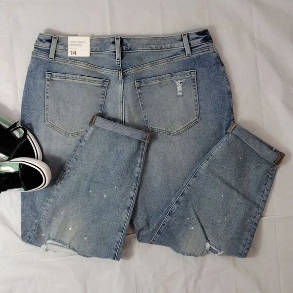 Lane Bryant Paint Splatter Distressed Boyfriend Jeans Plussize 14 NWT - Picture 14 of 16